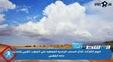 اليوم الثلاثاء: تكاثر السحب الرعدية الممطرة على الجنوب الغربي وتحديث حالة الطقس